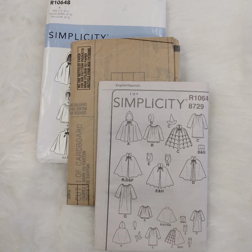 Simplicity R10648 Child's Cape Robe and Headpieces Size S-M-L